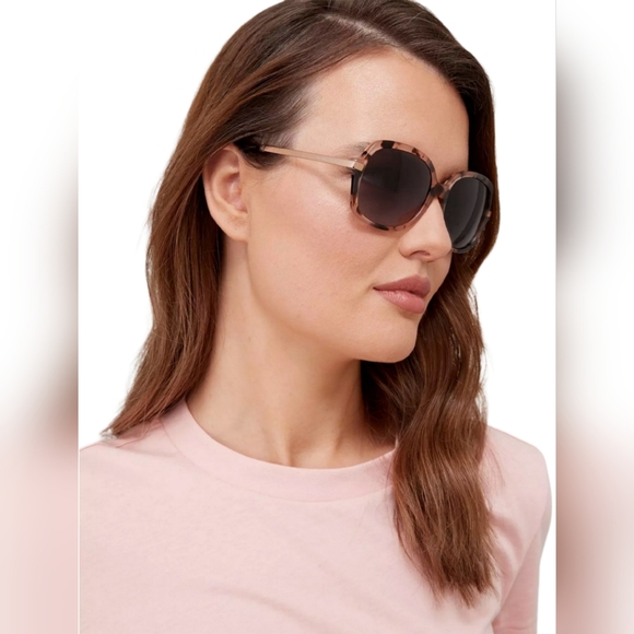MICHAEL KORS 57MM PINK TORTOISE SUNGLASSES ADRIANNA II LIGHT GREY GRADIENT LENS - Picture 11 of 12